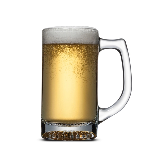 Glass beer stein with cut bottom base and strong arched handle.... from ASI 84592 St Regis Group