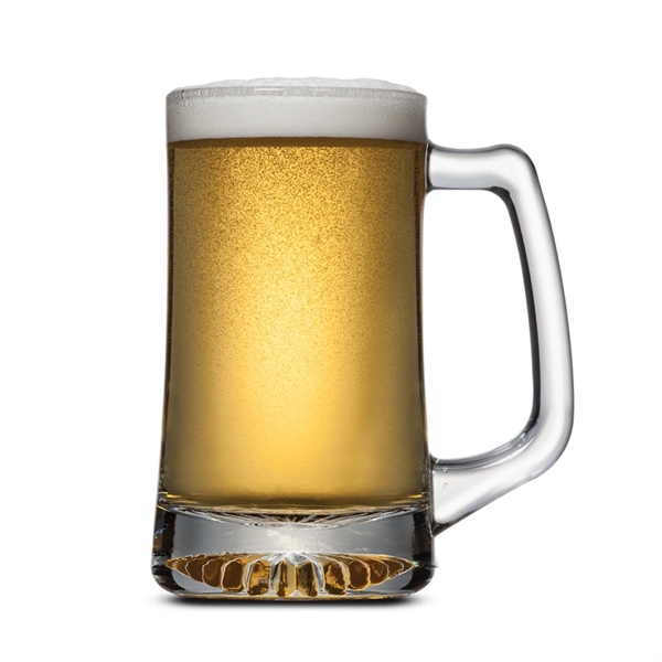 Glass beer stein with cut bottom base and strong arched handle.... from ASI 84592 St Regis Group