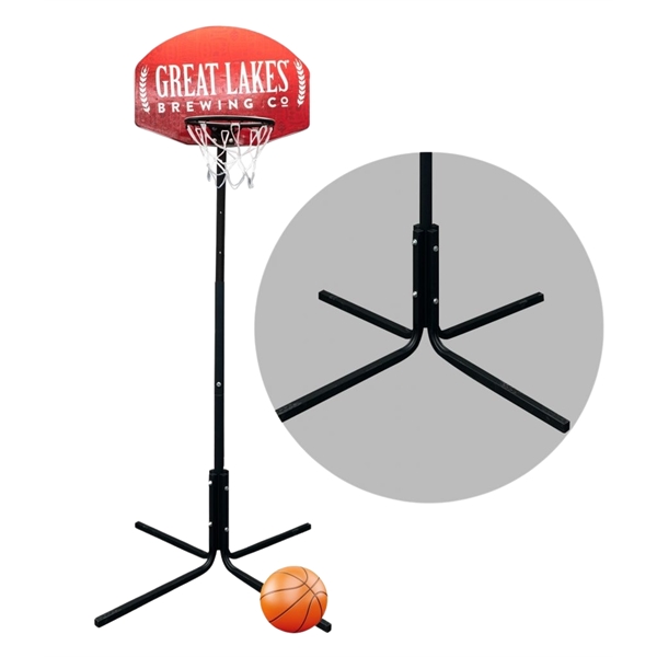 Basketball hoop with max height of 90"; includes basketball, decorated backboard... from ASI 76730 Peerless Umbrella Co Inc / Threads By Peerless