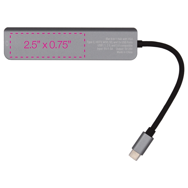 iBar 6-in-1 Hub with VGA; Readyship Type C Input; PD Power... from ASI 62124 iClick, Inc. / iClick®