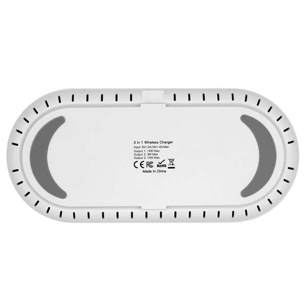 15 Watts, 10 Watts & 3 Watts. 3 charging locations. Charges... from ASI 62124 iClick, Inc. / iClick®