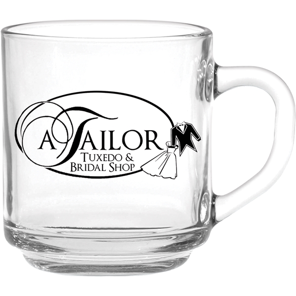 10 oz. clear glass coffee mug with straight sided design and... from ASI 71920 Moderne Glass Company Inc / Glass America®