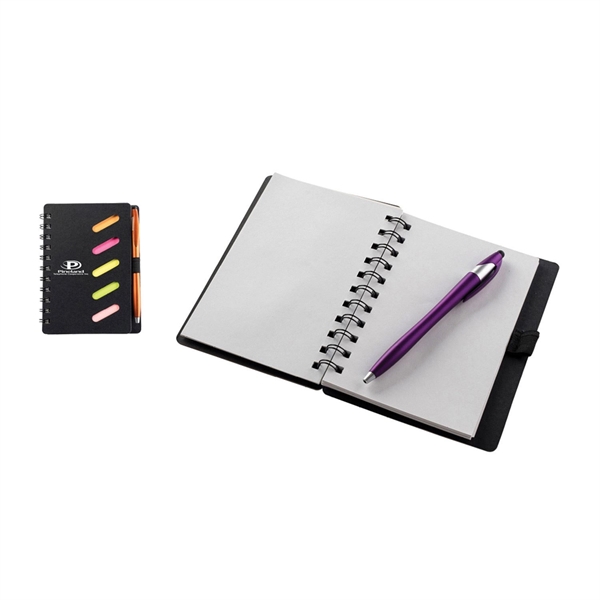 Black cardboard paper Journal notebook with 5 colored sticky notes (25... from ASI 90859 Tempo Industries Inc