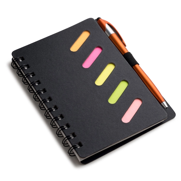 Black cardboard paper Journal notebook with 5 colored sticky notes (25... from ASI 90859 Tempo Industries Inc