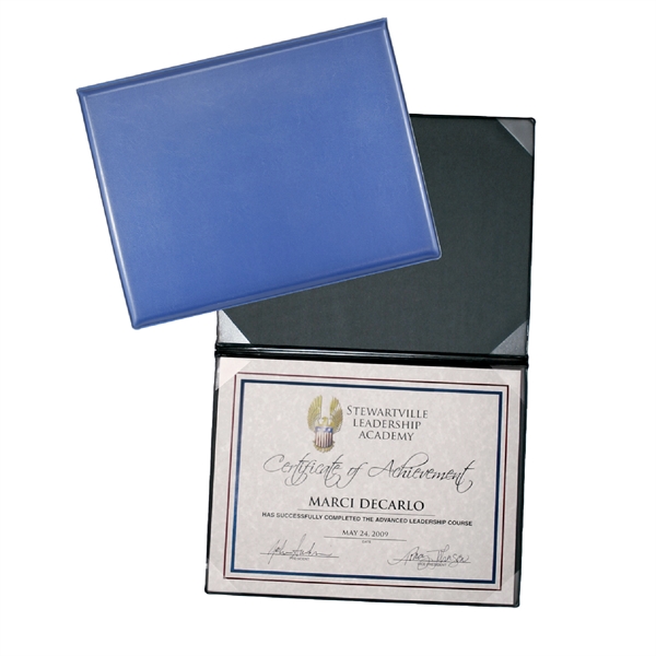 Vinyl certificate folder that's bound, front and back padded, with 8... from ASI 54040 Fey Promo