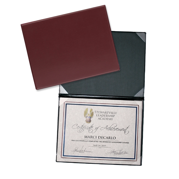 Vinyl certificate folder that's bound, front and back padded, with 8... from ASI 54040 Fey Promo
