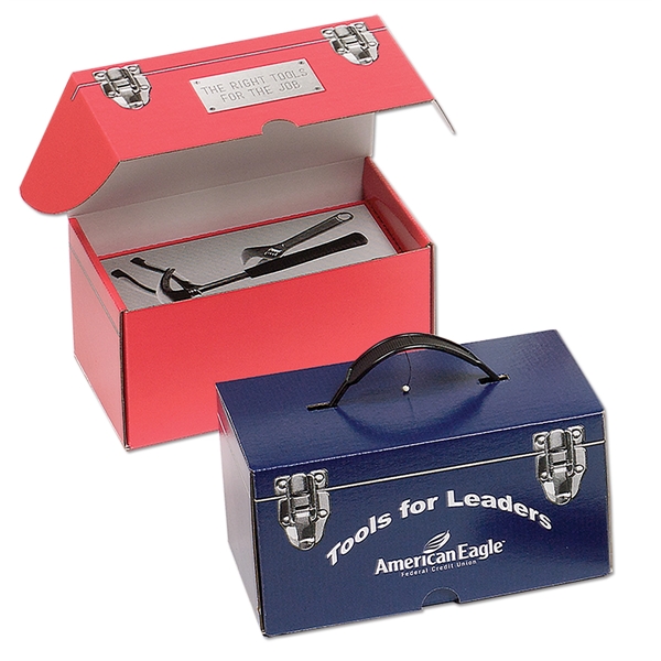 8 5/8" x 5" x 4 1/2" E-flute corrugate toolbox style... from ASI 44830 The Chest