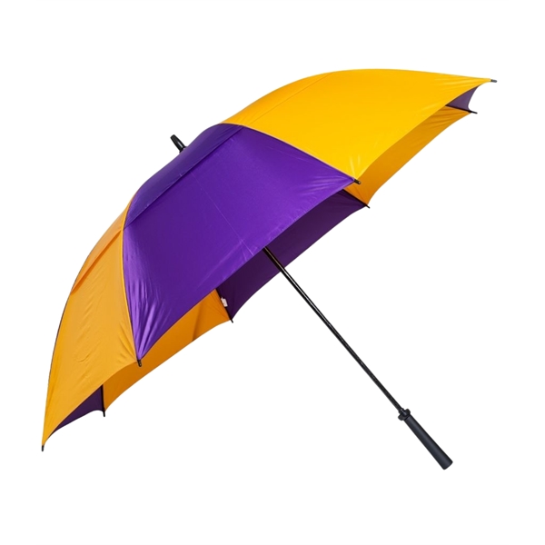 Manual open golf umbrella with 62" arc, fiberglass frame, rubber handle... from ASI 76730 Peerless Umbrella Co Inc / Threads By Peerless