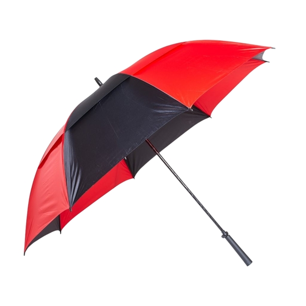 Manual open golf umbrella with 62" arc, fiberglass frame, rubber handle... from ASI 76730 Peerless Umbrella Co Inc / Threads By Peerless