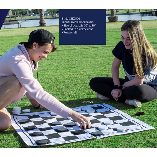 36" x 36" giant checkers game set with black and white... from ASI 76730 Peerless Umbrella Co Inc / Threads By Peerless