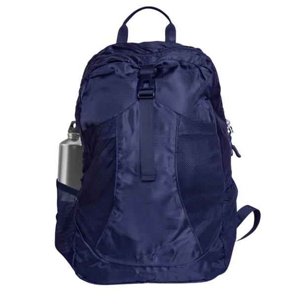 Foldable RPET backpack is collapsible and folds into a small zip... from ASI 76730 Peerless Umbrella Co Inc / Threads By Peerless