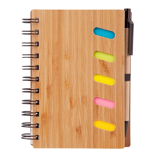 This notebook features colored sticky notes and a black ink pen... from ASI 57956 Graphco line