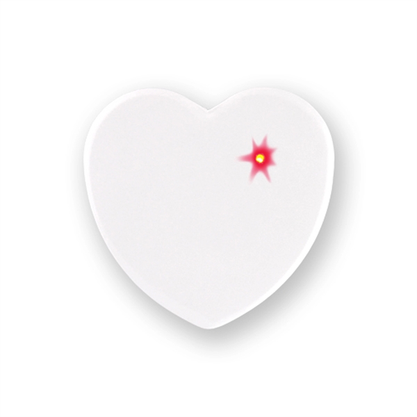 Heart shaped blinking LED button laminated with ultra clear durable mylar... from ASI 93520 Ventura Inc