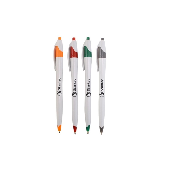 White barrel ballpoint click-pen that features a color trim and smooth... from ASI 44900 NC Custom (CI/Lanco)