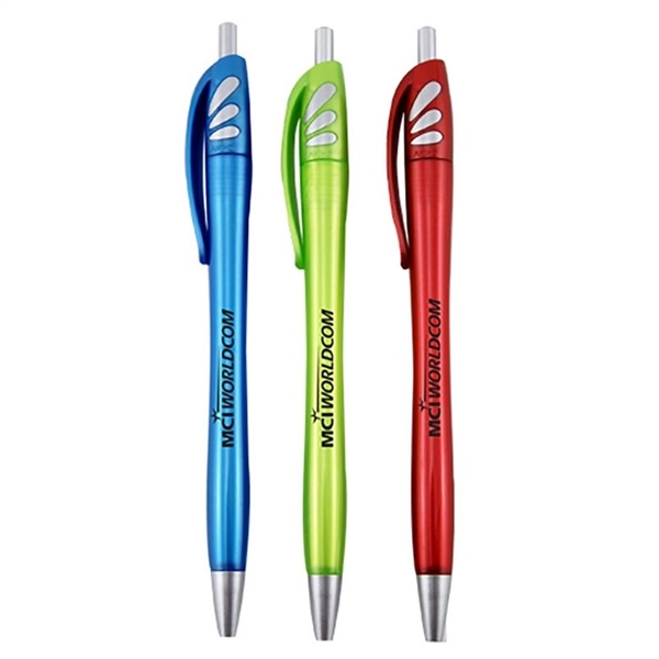 Bright colored retractable click pen with matching clip.... from ASI 44900 NC Custom (CI/Lanco) / Lanco