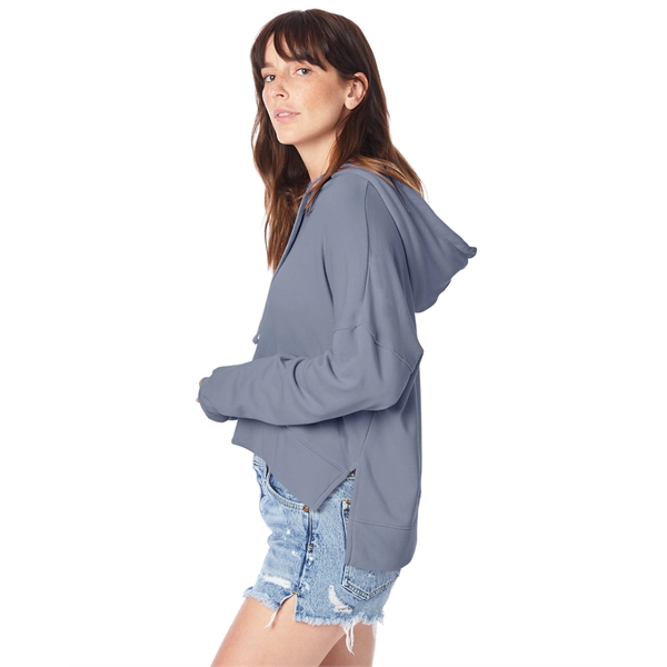 Ladies' sweatshirt with set-in sleeves, ribbed cuffs, hood, tear-away tag, and... from ASI 34063 alphabroder