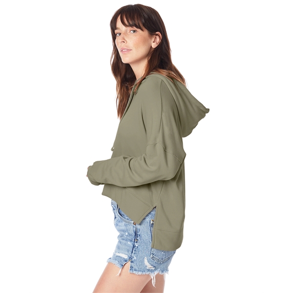 Ladies' sweatshirt with set-in sleeves, ribbed cuffs, hood, tear-away tag, and... from ASI 34063 alphabroder