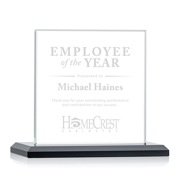 An elegant square-shaped starfire crystal award with an illustrious, beveled Ebony... from ASI 84592 St Regis Group / St Regis