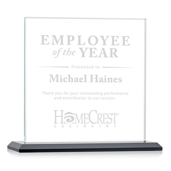 An elegant square-shaped starfire crystal award with an illustrious, beveled Ebony... from ASI 84592 St Regis Group / St Regis