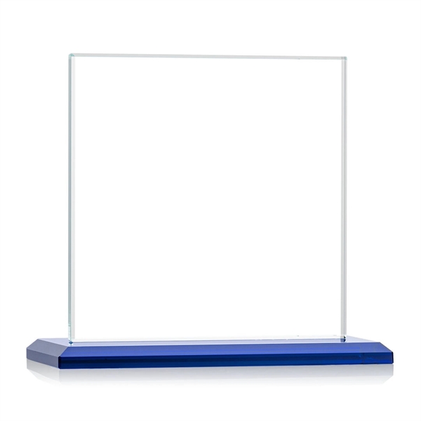 An elegant square-shaped starfire crystal award with an illustrious, beveled Sapphire... from ASI 84592 St Regis Group / St Regis