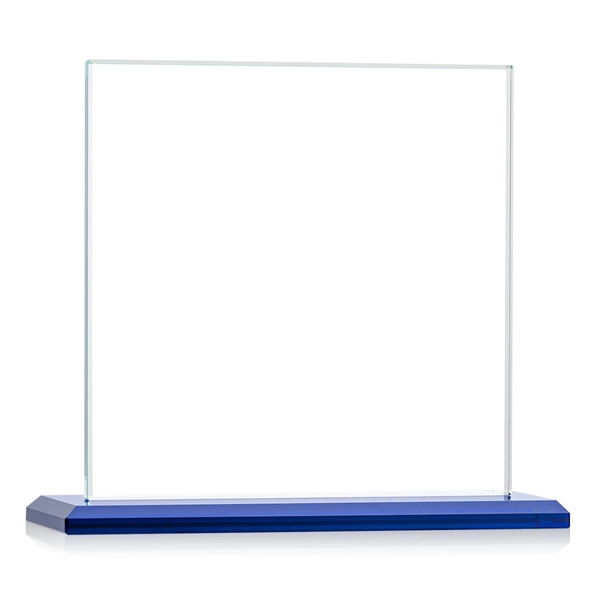 An elegant square-shaped starfire crystal award with an illustrious, beveled Sapphire... from ASI 84592 St Regis Group / St Regis