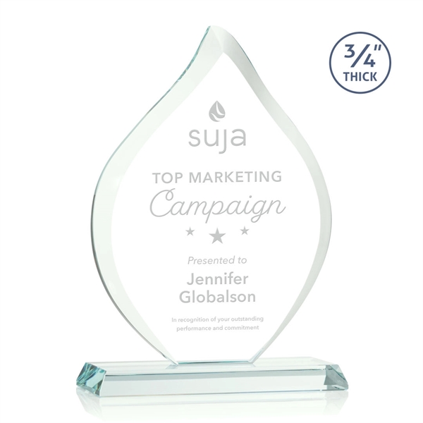 Jade beveled flame award on a base.... from ASI 84592 St Regis Group / St Regis