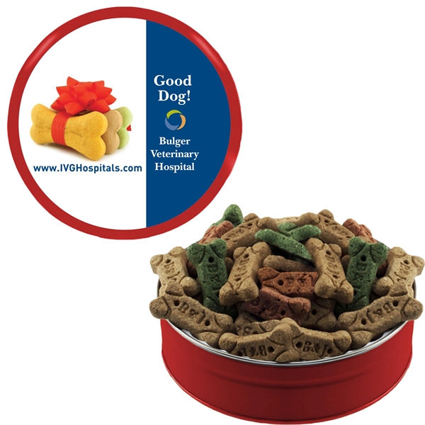 Round tin filled with dog bones.... from ASI 61125 Hit Promotional Products / Hit®