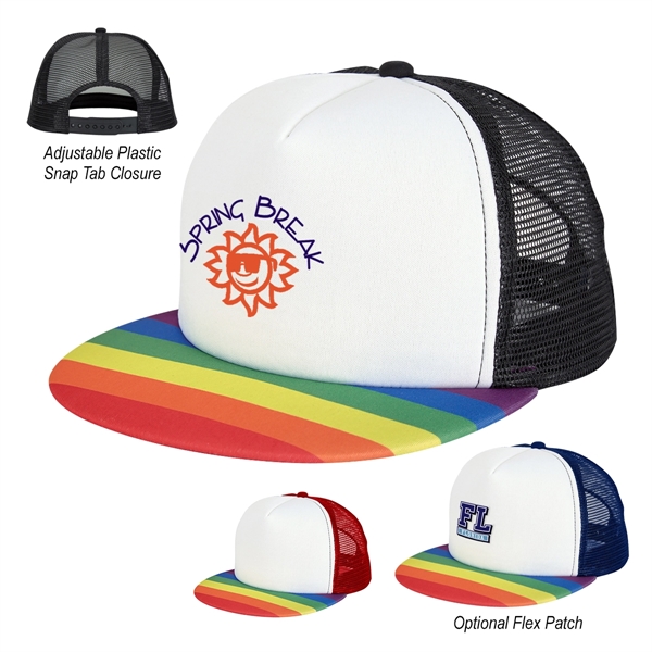 5-panel rainbow trucker cap made of a 100% polyester foam structured... from ASI 61125 Hit Promotional Products / Hit®