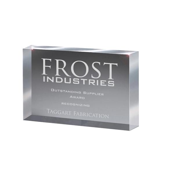 Small freestanding block award made of Lucite acrylic, measuring 6" x... from ASI 61125 Hit Promotional Products / Hit®