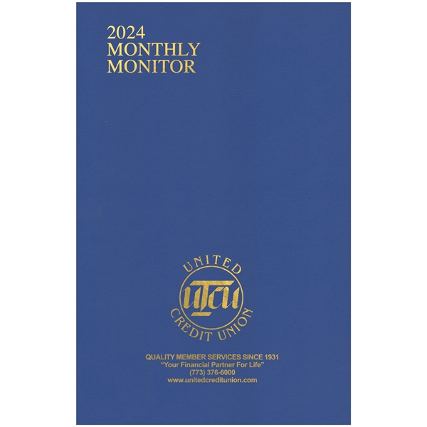 6 1/2" x 10" 14 month planner with a flexible leatherette... from ASI 50873 Drum-Line / Drum-line Inc
