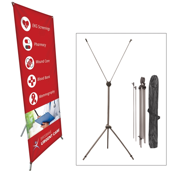Trade show booth package with teardrop banner, 6' throw table cover,... from ASI 80228 Quinn