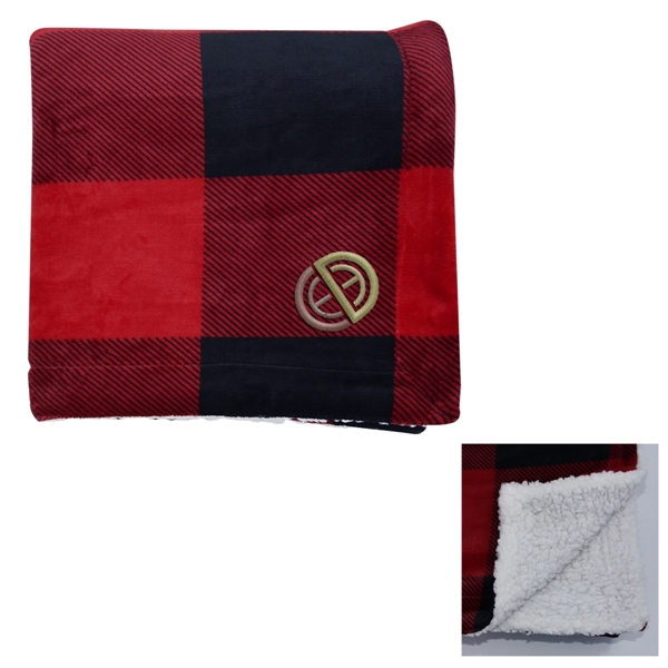 Buffalo plaid Sherpa blanket for keeping warm and adding a unique... from ASI 61125 Hit Promotional Products / Hit®