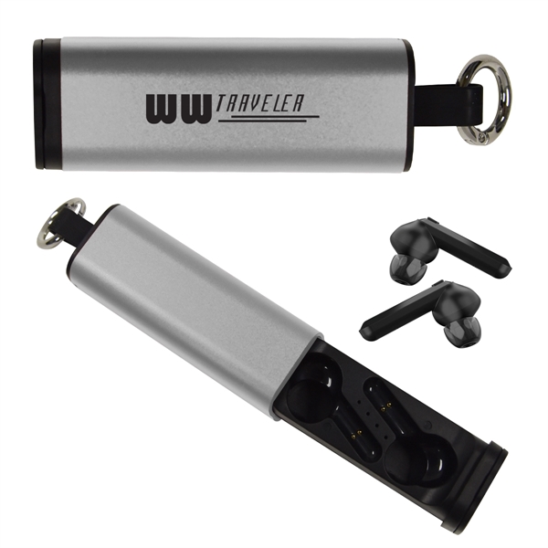 Tech Support true wireless earbuds and phone stand for listening to... from ASI 61125 Hit Promotional Products / Hit®