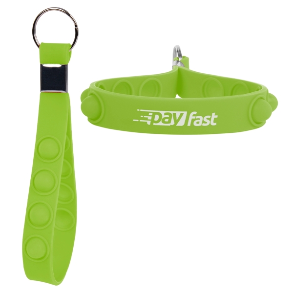 5.5" silicone strap keychain in assorted colors with PushPop fidget dots... from ASI 61125 Hit Promotional Products / Hit®