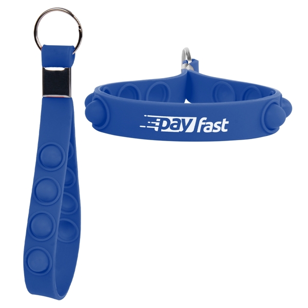 5.5" silicone strap keychain in assorted colors with PushPop fidget dots... from ASI 61125 Hit Promotional Products / Hit®