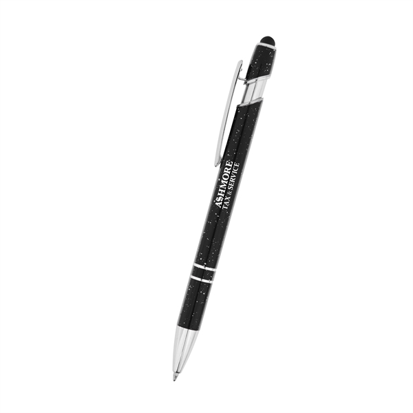 Aluminum plunger-action ballpoint pen with stylus and storage sleeve.... from ASI 61125 Hit Promotional Products / Hit®