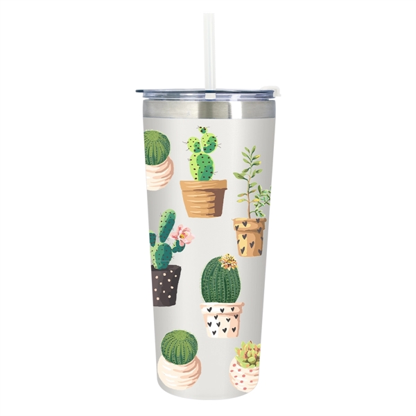 Double-wall vacuum insulated stainless steel 24-ounce tumbler with snap-on lid, flip... from ASI 61125 Hit Promotional Products / Hit®