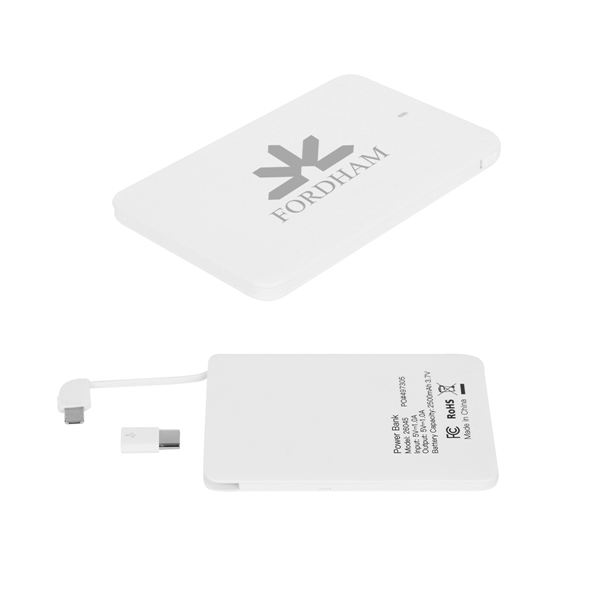Slim 3-in-1 plastic 2500mAh powerbank in black or white.... from ASI 61125 Hit Promotional Products / Hit®