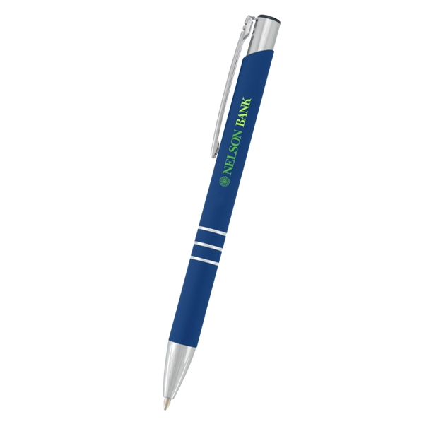 5.5" aluminum plunger-action Softex pen with ring accents and pocket clip.... from ASI 61125 Hit Promotional Products / Hit®