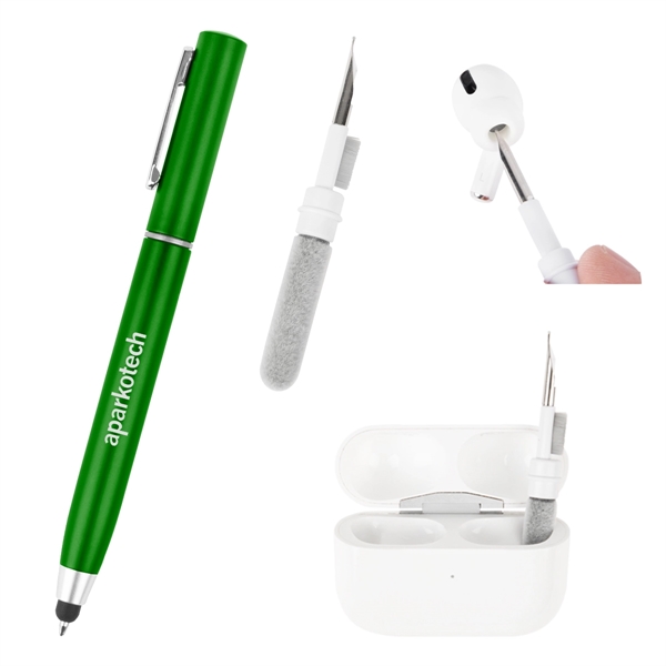 Twist action ballpoint pen with stylus, earbud cleaning tool and removable... from ASI 61125 Hit Promotional Products / Hit®