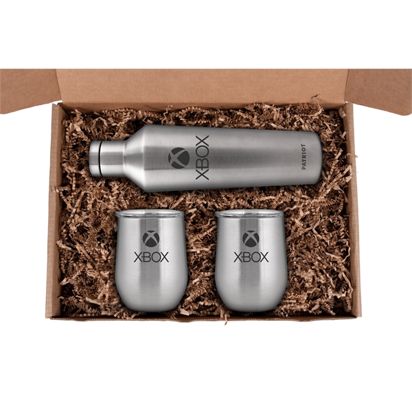 Wine About It Gift Set with two 12-ounce Patriot steel stemless... from ASI 61005 Hirsch Gift Inc