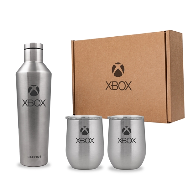 Wine About It Gift Set with two 12-ounce Patriot steel stemless... from ASI 61005 Hirsch Gift Inc