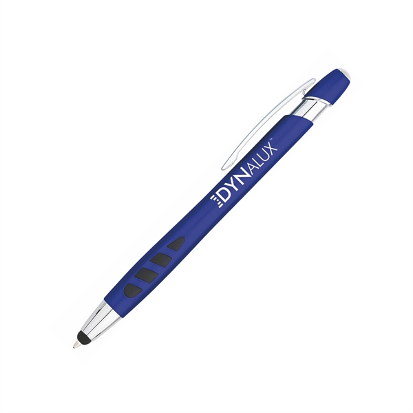 Tech style click-action pen with rubberized stylus and a black rubber... from ASI 90859 Tempo Industries Inc / Tempoline