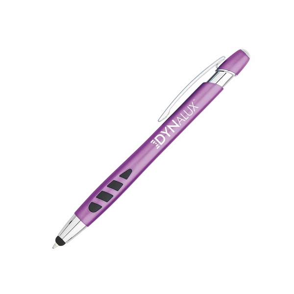 Tech style click-action pen with rubberized stylus and a black rubber... from ASI 90859 Tempo Industries Inc / Tempoline