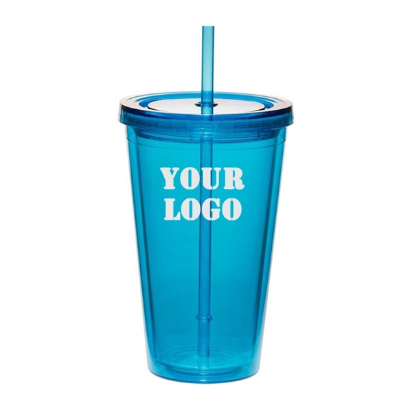 16 oz. Clear acrylic tumbler with lid and straw plus free... from ASI 37218 Athena Promo (tm)