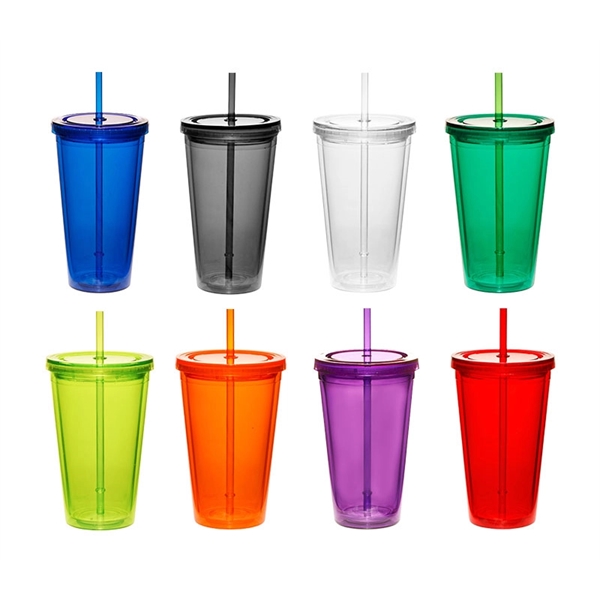 16 oz. Clear acrylic tumbler with lid and straw plus free... from ASI 37218 Athena Promo (tm)