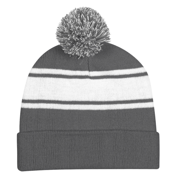 Two-Tone Knit Pom Beanie with Cuff.  100% Acrylic.  One... from ASI 61125 Hit Promotional Products / Hit®