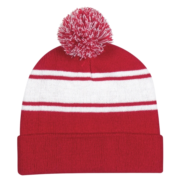 Two-Tone Knit Pom Beanie with Cuff.  100% Acrylic.  One... from ASI 61125 Hit Promotional Products / Hit®