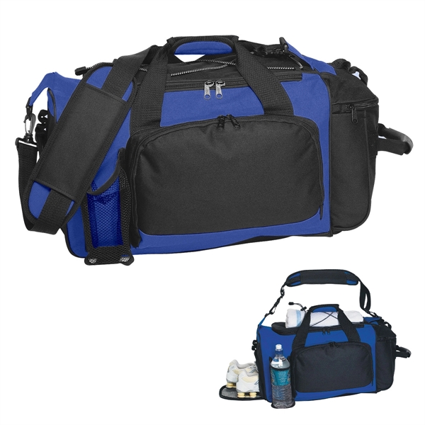 Deluxe sports duffel bag with double zippered top opening.... from ASI 61125 Hit Promotional Products / Hit®
