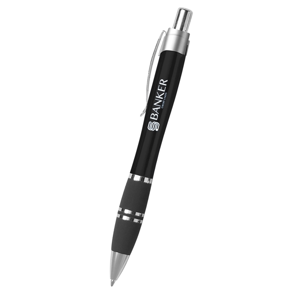 Pen with rubber grip with silver trim.... from ASI 61125 Hit Promotional Products / Hit®